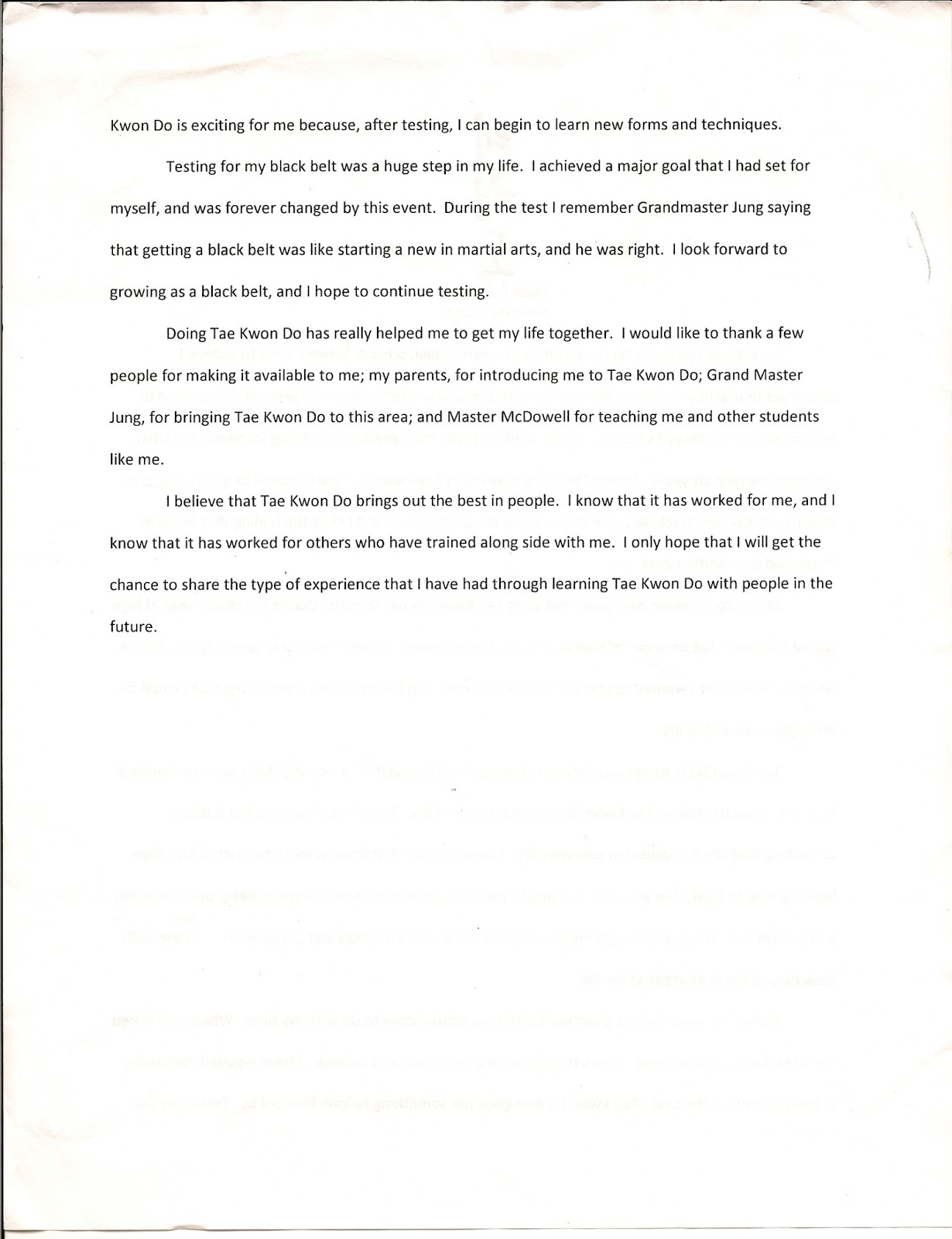 Tae kwon do essay